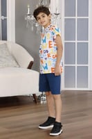 طقم ترنج ولادي ابيض احرف متنوعه 2926