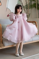 فستان مزين بالورد S01111