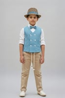 قبعه ولادي بيج مع اشكال بلون بني HAT4157