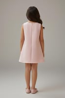 فستان سهرة بناتي باللون الوردي والزهور البارزة S01...