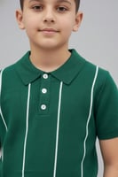 تيشيرت ولادي اخضر مقلم ابيض 4187