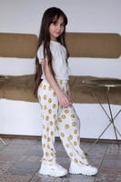 بنطلون بناتي ابيض فيس ايموجي 2954