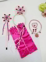 قفازات وردية مع تاج للأميرات 1507