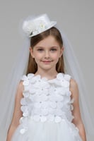 قبعة زفاف ملكية للبنات مع طرحة تول وزهور أنيقة 048...