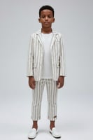 بنطلون ولادي مقلم بلون بيج 4174-