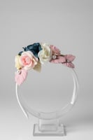 طوق شعر بناتي مزين بالورود الملونة والكريستالات T-...