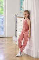 طقم بلوفر ابيض مع بنطلون وردي 3039