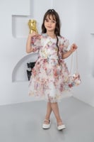 فستان مورد كرنشة من االاسفل S01109