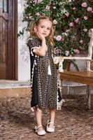 جلابية بناتي سوداء بنمط تراثي مميز 7012