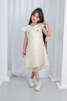 فستان بناتي سهرات بيج مطرز s01129