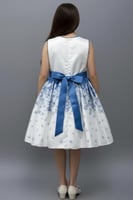 فستان بناتي أبيض وأزرق مطبوع بالفراشات 7318