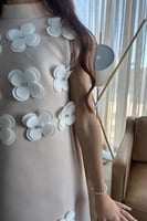 فستان بناتي خربزي زهور على الصدر S01059