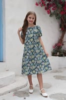 فستان مشجر بطباعة ورود للبنات 7016