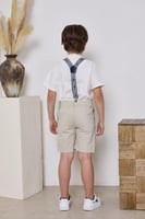 قميص ولادي ابيض اكمام قصيره مع حزام 4142