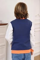 جاكيت ولادي كحلي باكتاف بيضاء 3049