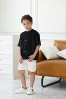 تيشيرت ولادي اسود نص كم 4122