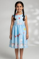 فستان بناتي ازرق سماوي 7277