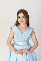 فستان سهرة أطفال سماوي بحزام فصوص 875