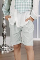 شورت ولادي اخضر مخطط 2798