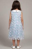 فستان بناتي سهرات سماوي مزين بزهور بارزة S01277