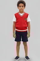 تيشيرت داخلي مع سترة صوف احمر 4194