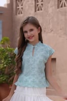 بلوزة بناتي بلون سماوي 7159