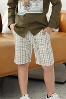 شورت ولادي أخضر كاروهات 4124