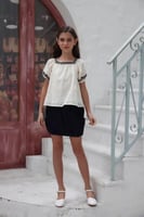 بلوزة بيضة باطراف سودة 7142