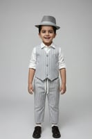 قبعه ولادي بلون رصاصي بشريط رمادي HAT4165