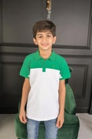 تي شيرت ولادي اخضر و ابيض 2974