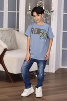 تي شيرت ولادي رمادي جيب على الصدر 2992