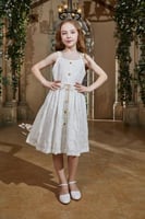 فستان بناتي بيج علاقي مزين بازرة من الامام 7256