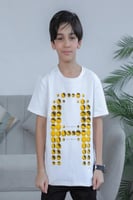 تي شيرت ولادي ابيض ايموجي على الصدر 2852