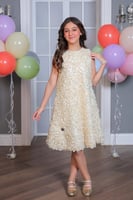 فستان سهرة بناتي مورد بيج S01082