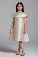 فستان بناتي سهرات بيج فصوص S01132