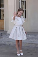 بلوزة بناتي بكم كرنشة العنق دائري 7135