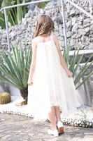 فستان بناتي سكري علاقي بفصوص 7209