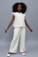 بلوزة بناتي سكري كت مزينة بورد 7294