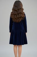 فستان بناتي كحلي كم طويل شتوي|S01217