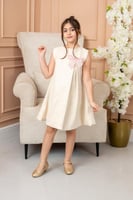 فستان بناتي سهره ابيض فيونكه على الكتف S01091