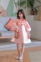 فستان سهرا ت بناتي وردي بتطريز وردي وزهور S01152