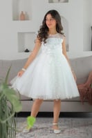 فستان ابيض تطريز تشجيرة S0972