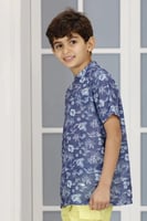 تي شيرت اطفال ازرق مشجر 2900