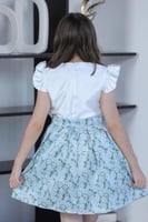 تنورة للبنات موردة اخضر وابيض 2774