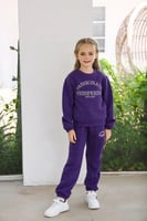 طقم بناتي بلوفر وبنطلون بنفسجي 3038