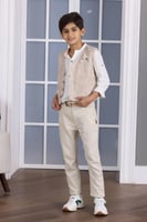 قميص ولادي ابيض وسديري بيج 2728