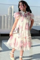 فستان بناتي بنفسجي ابيض مورد 7284