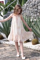 فستان بناتي أنيق بيج علاقي 7037