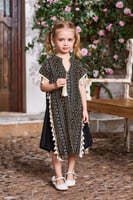 جلابية بناتي سوداء بنمط تراثي مميز 7012