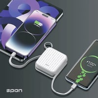 باور بانك محمول بكيابل مدمجة بسعة 10,000 مللي أمبي...